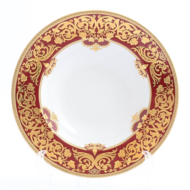 Набор тарелок глубоких Falkenporzellan «Natalia Bordeaux Gold» 23,5 см